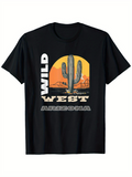 Men's T-Shirt Wild West Arizona Sunset With Cactus Landscape And Desert Scene
