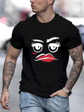 Men's T-Shirt Bold Graphic Featuring Red Lips And Expressive Cartoon Face Design