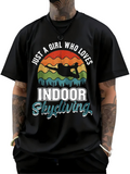 Men's T-Shirt Just A Girl Who Loves Indoor Skydiving With Mountains Sunset Silhouette