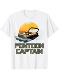 Men's T-Shirt Pontoon Captain Retro Sunlight With Leisure Boat On Water