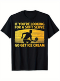 Men's T-Shirt If Youre Looking For A Soft Serve Go Get Ice Cream Yellow Sunset With Volleyball Net And Silhouette Volleyball Player