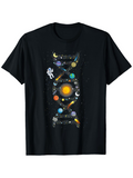 Men's T-Shirt Solar System Planets Orbiting Around Sun With Astronaut And Rockets
