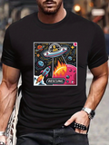 Men's T-Shirt Rescuing Colorful Spaceships And Planets Under Shining Stars Spaceship