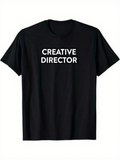 Men's T-Shirt Creative Director Bold White Lettering On Plain Black T Shirt