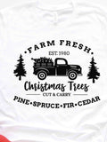 Men's T-Shirt Farm Fresh Christmas Trees With Vintage Truck Among Pine Spruce Fir Cedar Forest