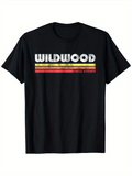 Men's T-Shirt Wildwood Retro Striped Lines With Textured Distressed Graphic Shirt