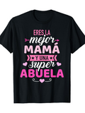 Men's T-Shirt Best Mom & Super Grandma slogan with pink lettering and hearts