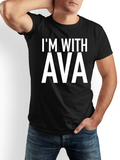 Men's T-Shirt Im With Ava Bold Clean Letters Among Solid Black Cotton T Shirt
