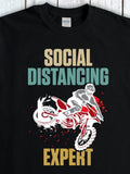 Men's T-Shirt Social Distancing Expert Rider On Red Dirt Bike With Splattered Paint