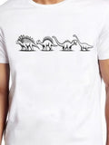 Men's T-Shirt Cartoon Style Minimalist Line Drawing Dinosaurs In A Row Dinosaur