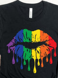 Men's T-Shirt Colorful Rainbow Dripping Paint With Bold Artistic Lips