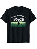 Men's T-Shirt Its All About That Pace With Runner Silhouette Among Green Streaked Field