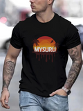 Men's T-Shirt Mysuru Sunset Gradient With Silhouetted Palm Trees And Birds Over Tropical Sky