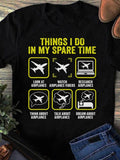 Women's T-Shirt Things I Do In My Spare Time With Stylized Airplane Icons