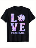 Men's T-Shirt Love Pastel Lettering With Sports Ball Design Pickleball