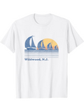 Men's T-Shirt Wildwood NJ Sunset With Three Sailboats On Calm Sea