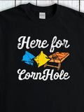 Men's T-Shirt Here For Cornhole With Bright Stars And Cornhole Board Game