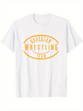 Men's T-Shirt Dagestan Wrestling Team Bold Text With Golden Curved Outlines Centered Lettering