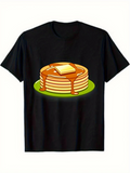 Men's T-Shirt Golden Syrup Dripping Over Fluffy Stacked Pancakes With Butter Pancake