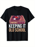 Men's T-Shirt Keeping It Old School Vintage Record Player With Stylized Vinyl Turntable Illustration
