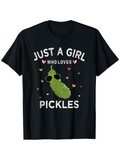 Men's T-Shirt Just A Girl Who Loves Sunglasses Wearing Pickle Surrounded By Hearts Pickle