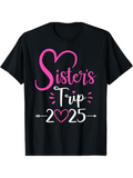 Men's T-Shirt Sisters Trip Pink Heart Typography With Decorative Arrows And Year Number