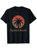 Men's T-Shirt Tigertail Beach Sunset Glow With Silhouetted Palm Tree And Orange Sky