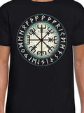 Men's T-Shirt Ancient Nordic Symbols With Mystic Runes Encircling Central Compass Pattern