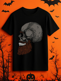 Men's T-Shirt Spooky Autumn Night With Skull And Flowing Brown Beard
