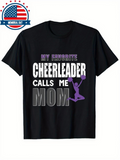 Men's T-Shirt My Favorite Cheerleader Calls Me Mom Jumping With Pom Poms Cheerleader Silhouette