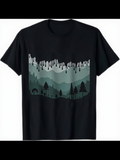 Men's T-Shirt Mountain Landscape With Dripping Snow Among Pine Trees Forest