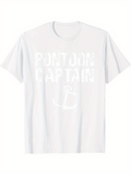 Men's T-Shirt Pontoon Captain Nautical Anchor Illustration Clean White T Shirt