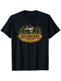 Men's T-Shirt Minnesota Voyageurs Sunset Pines With Distant Mountains And Crescent Moon
