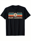 Men's T-Shirt Miami Gardens Coordinates With Vintage Stripes And Compass Graphic