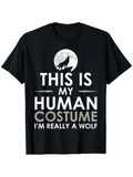 Men's T-Shirt Full Moon Night With Bold Words And Lone Howling Wolf