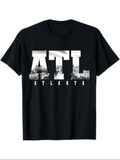 Men's T-Shirt Urban Skyline Reflected Across Bold Letters Atlanta