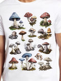 Men's T-Shirt Enchanting Forest Clusters Of Varied Mushrooms Growing On Mossy Ground Mushroom