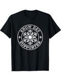 Men's T-Shirt Snow Day Supporter Frosty Emblem Inside Wintry Circle With Snowflakes Snowflake
