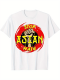 Men's T-Shirt Stop Asian Hate Red Circle With Powerful Raised Fist Graphic