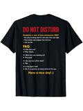 Men's T-Shirt Do Not Disturb Funny Answer List Printed On Black Shirt