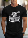Men's T-Shirt Surreal Pathway Leading To Abstract Striped Elephant