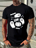 Men's T-Shirt Boo Surrounded By Flying Ghosts And Pumpkins With Playful Halloween Spirit