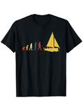 Men's T-Shirt Evolution Silhouettes With Colorful Walking Figures Leading To A Bright Yellow Sailboat