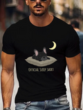 Men's T-Shirt Official Sleep Shirt Cartoon Dog And Crescent Moon Under Night Sky Pillow