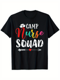Men's T-Shirt Camp Nurse Squad Multicolor Script Lettering With Arrow And Heart Graphic Shirt