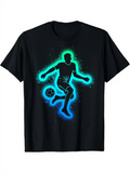 Men's T-Shirt Bioluminescent Glow Neon Blue And Green Soccer Player