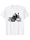 Men's T-Shirt Ontario Canada Cityscape With Landmarks And Waterfall Niagara Falls
