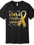 Men's T-Shirt Cure Childhood Cancer Gold Ribbon With Butterflies Spreading Hope And Awareness