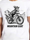 Men's T-Shirt Mountain Goat With Rocky Peaks Riding A Bicycle