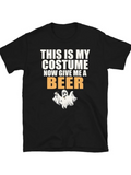 Men's T-Shirt This Is My Costume Now Give Me A Beer Playful White Ghost Under Bold Lettering